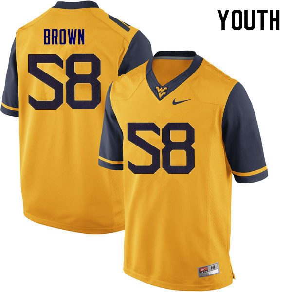 Youth #58 Joe Brown West Virginia Mountaineers College Football Jerseys Sale-Yellow